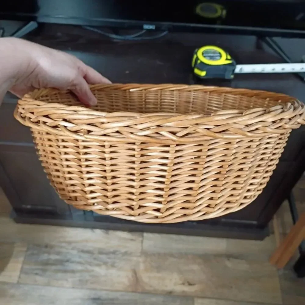Round Wicker Basket Farmhouse Country Decoration